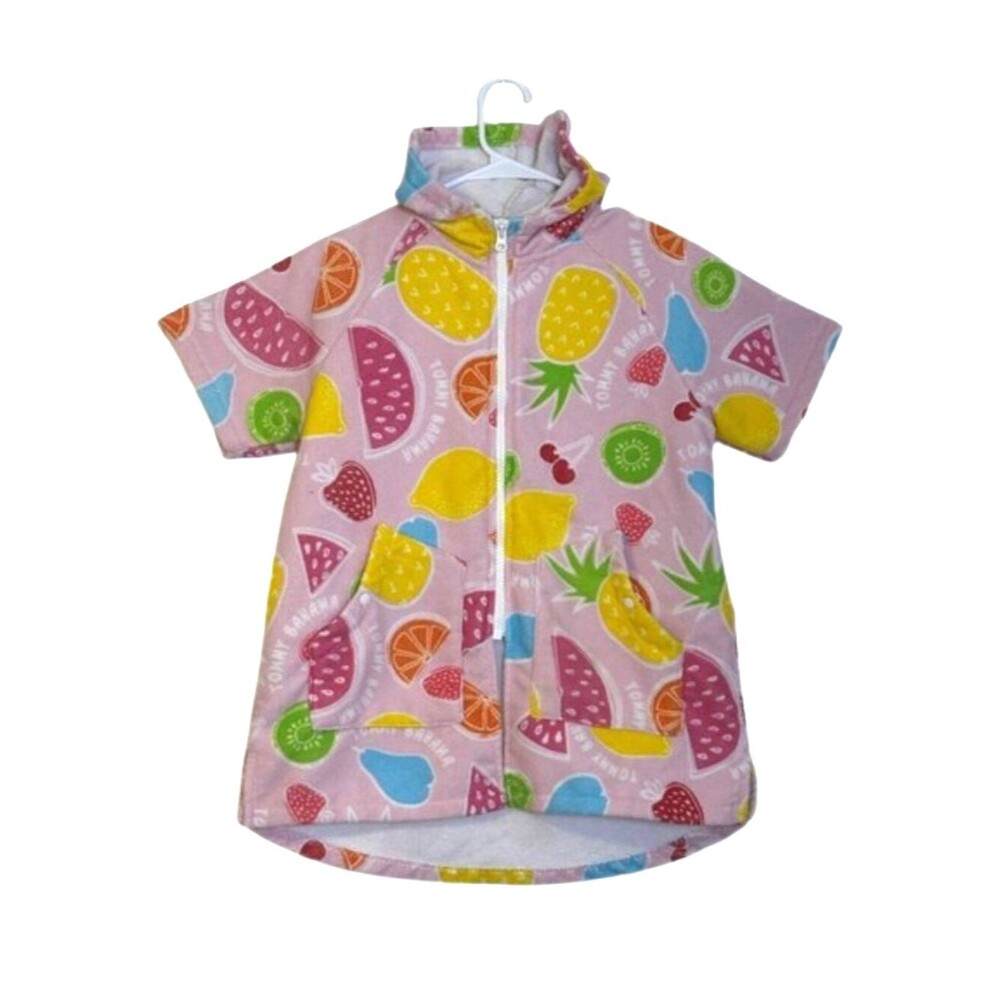 Tommy Bahama Pink Fruit Print Hooded Kids Swim Beach Coverup Girls L/XL Vacation